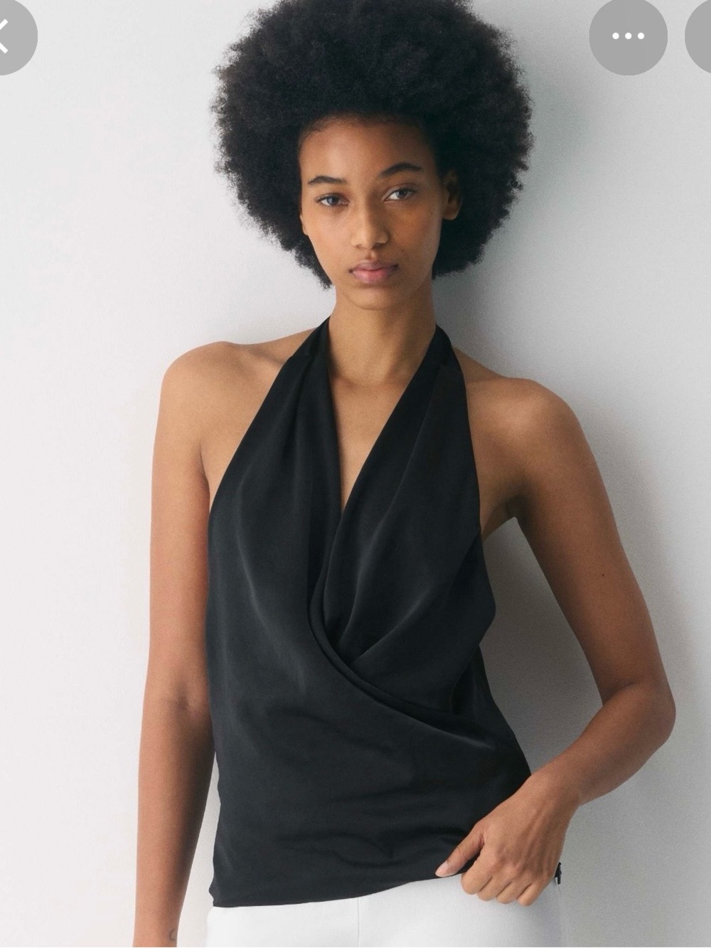 Aritzia Black Draped Halter Top Martini new shirt tee Wilfred Babaton large